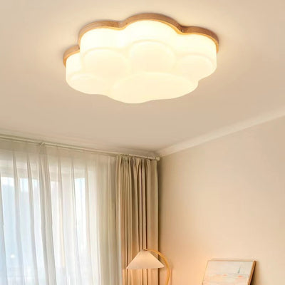 Modern Minimalist Cat's Paw Iron Solid Wood LED Flush Mount Ceiling Light For Bedroom