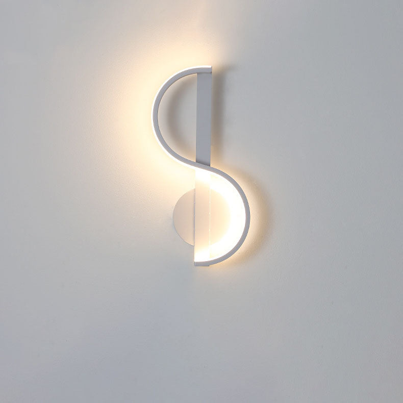 Contemporary Creative Music Note Silicone Line Iron LED Wall Sconce Lamp For Bedroom