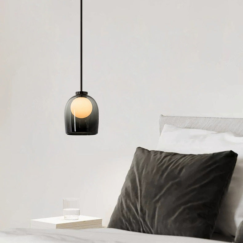 Contemporary Nordic Orb Cup Iron Glass 1-Light Pendant Light For Bedroom