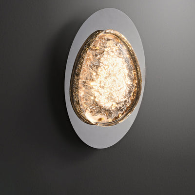 Modern Minimalist Irregular Surface Oval Hardware Acrylic LED Wall Sconce Lamp For Living Room