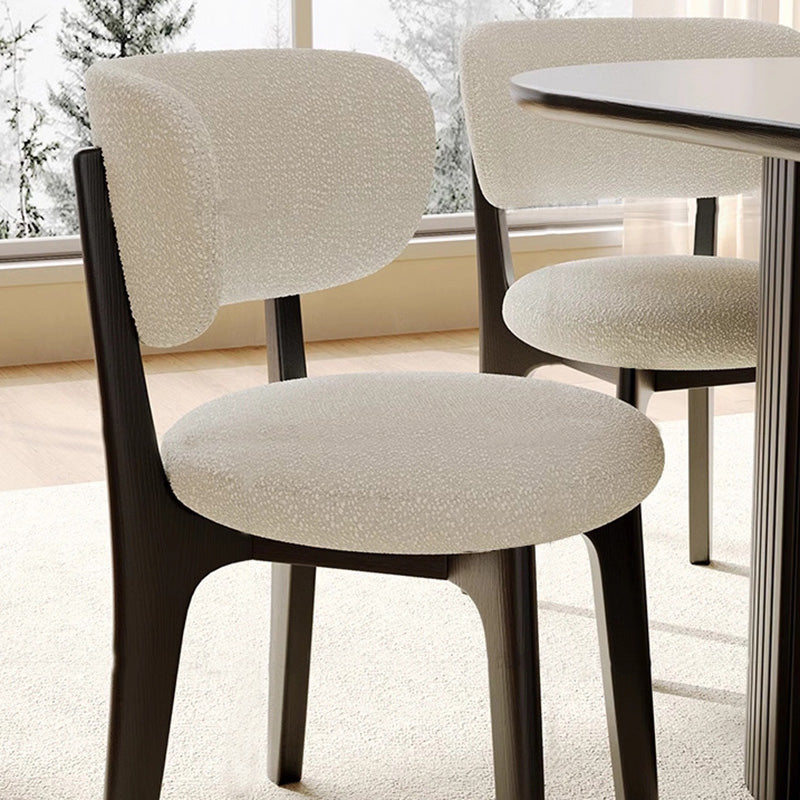 Contemporary Simplicity Round Soft Velvet Wooden Frame Dining Chair Backrest Armless For Dining Room