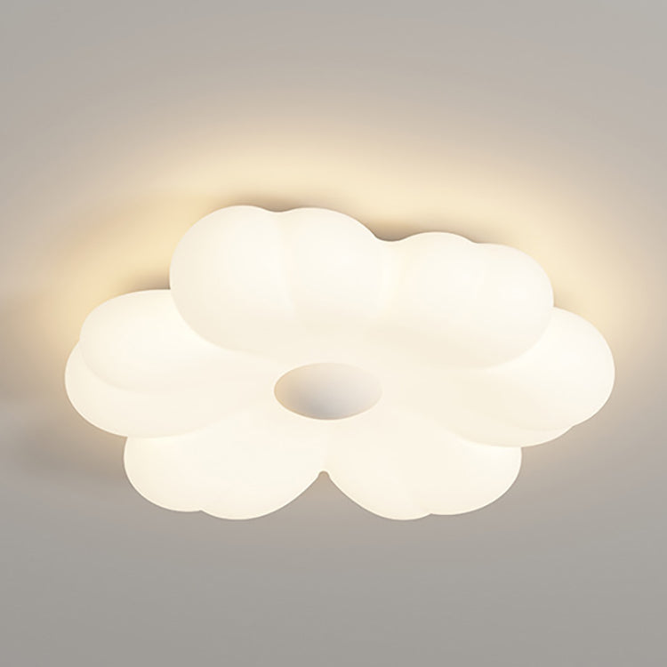 Modern Minimalist Petal Cloud Pumpkin PE Iron LED Flush Mount Ceiling Light For Living Room