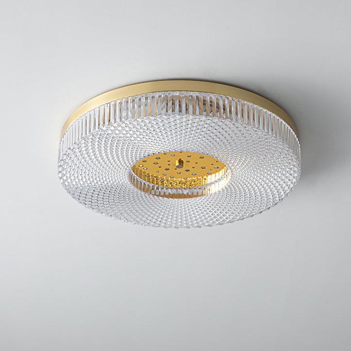 Modern Minimalist Round Copper Acrylic LED Flush Mount Ceiling Light For Bedroom