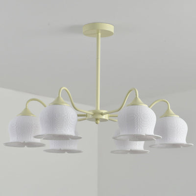 Modern Art Deco Iron Frame PLA Bell Orchid Flower Shade 3/5/6-Light Chandelier For Living Room