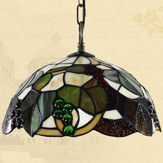 Traditional Rustic Flower Shaped Iron Copper Glass 1-Light Pendant Light For Living Room