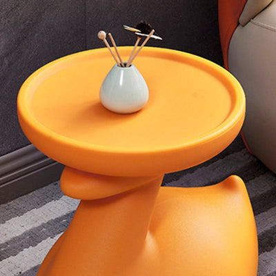 Contemporary Creative Plastic Tray Top Swan Shape Base End Table For Living Room