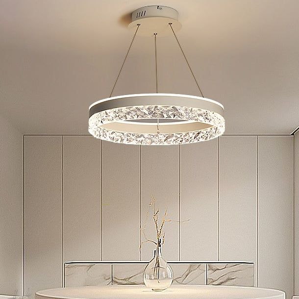 Modern Minimalist Circle Iron Acrylic LED Pendant Light For Bedroom