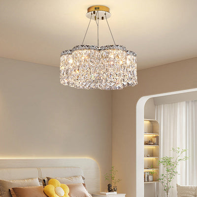 Modern Minimalist Flower Stainless Steel Crystal LED Chandelier For Living Room