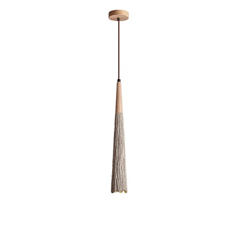 Modern Minimalist Umbrella-Shaped Cement Wood Metal 1-Light Pendant Light For Living Room