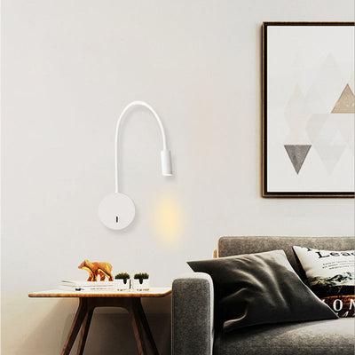 Contemporary Nordic Round Retractable Bent Iron LED Wall Sconce Lamp For Living Room