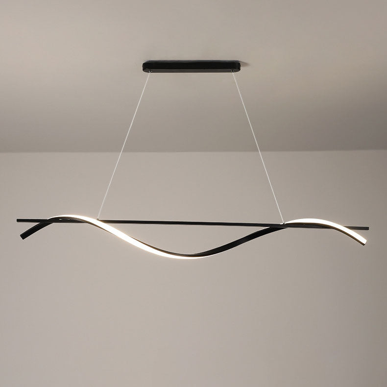 Modern Minimalist Wave Silicone Strip Iron LED Island Light Pendant Light For Living Room