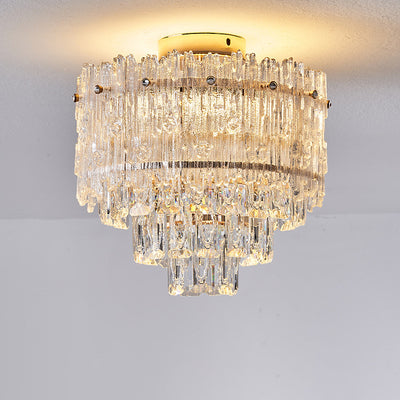 Modern Luxury Hardware Crystal LED Semi-Flush Mount Ceiling Light For Living Room