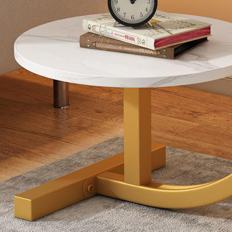 Modern Simplicity Round C Shape Plate Carbon Steel End Table 2-Tier For Living Room