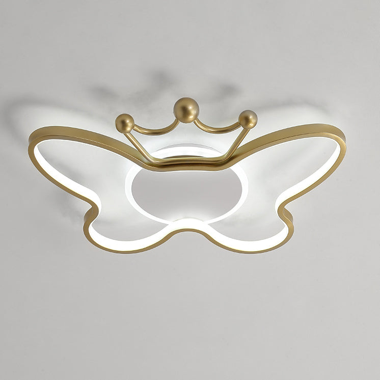 Contemporary Nordic Kids Iron Aluminum Silica Acrylic Butterfly LED Flush Mount Ceiling Light For Bedroom