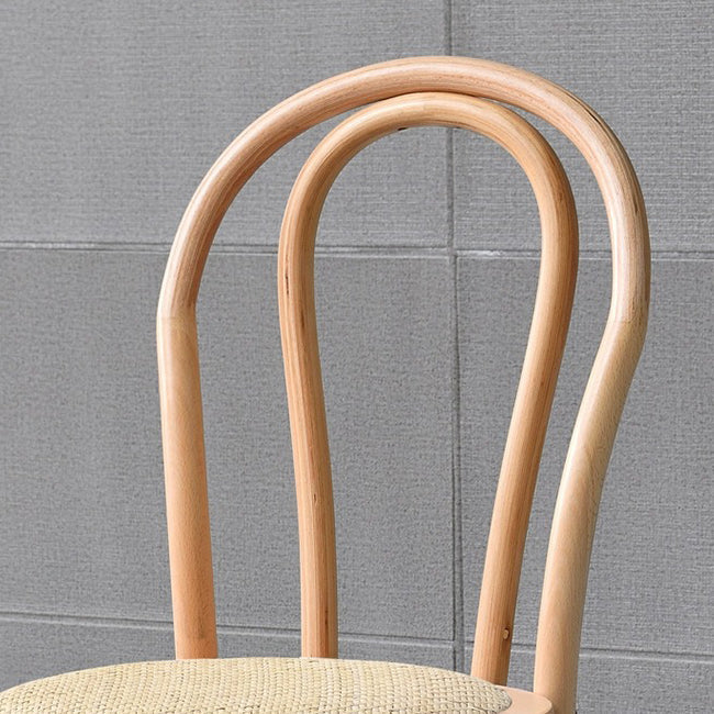 Contemporary Retro Rattan Beech Wood Metal Round Arched Dining Chair Backrest For Dining Room