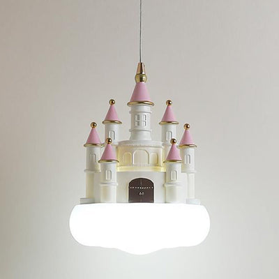 Contemporary Nordic Kids Resin PVC PE Castle 1-Light Pendant Light For Bedroom