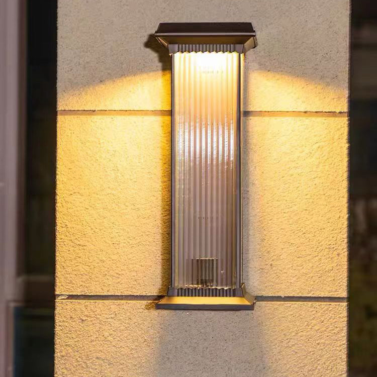 Modern Minimalist Waterproof Rectangle Aluminum Glass 1/2 Light Outdoor Wall Sconce Lamp For Garden