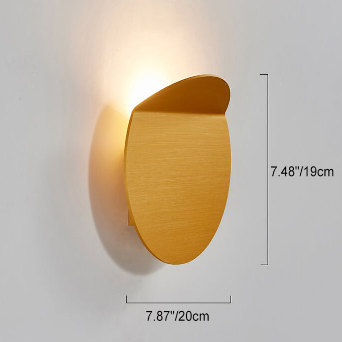 Danish Minimalist Brushed Aluminum Folded Disc LED Wall Sconce Lamp