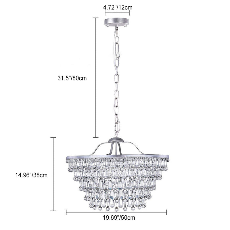 Traditional Luxury Round Iron Crystal 5-Light Chandelier For Living Room