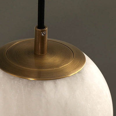 Modern Minimalist Round Ball Copper Stone 1-Light Pendant Light For Living Room