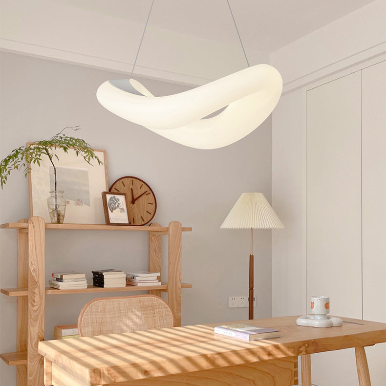 Modern Minimalist PE Wave Ring Hardware LED Pendant Light For Bedroom