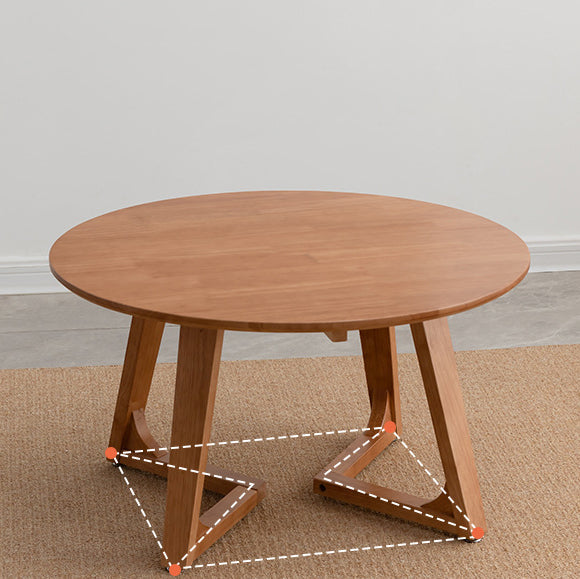 Contemporary Simplicity Round Wood V-Shaped Legs Coffee Table For Living Room