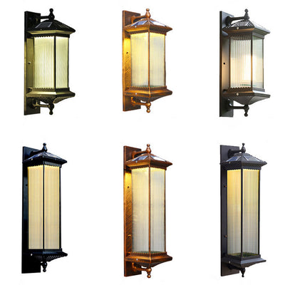 Contemporary Simplicity Solar Waterproof Aluminum Glass Cuboid 1-Light Outdoor Wall Sconce Lamp For Garden