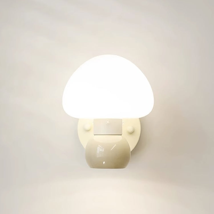 Contemporary Creative Mushroom Iron Glass 1-Light Wall Sconce Lamp For Bedroom