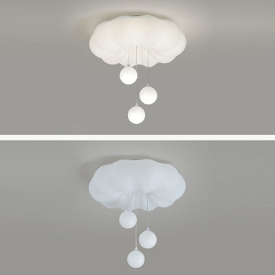 Modern Minimalist Clouds Spherical Bow Iron Plastic LED Flush Mount Ceiling Light For Bedroom