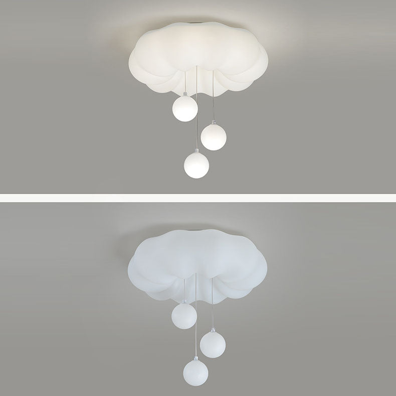 Modern Minimalist Clouds Spherical Bow Iron Plastic LED Flush Mount Ceiling Light For Bedroom