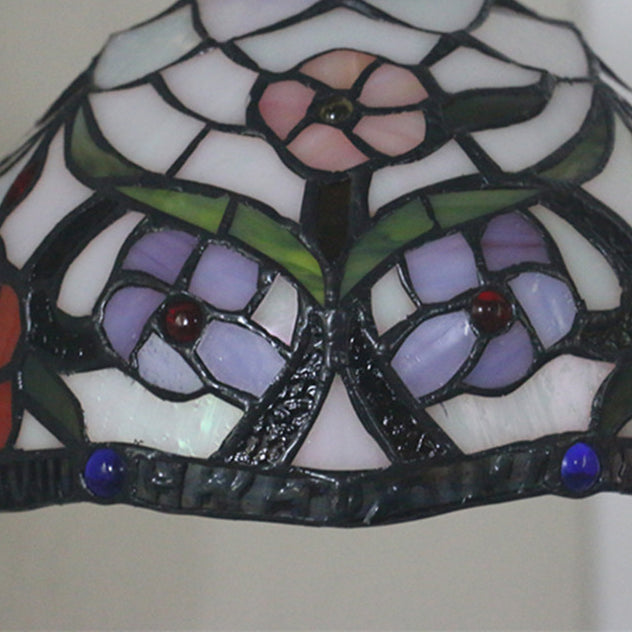 Traditional Tiffany Half Circle Hardware Stained Glass 1-Light Wall Sconce Lamp For Bedroom