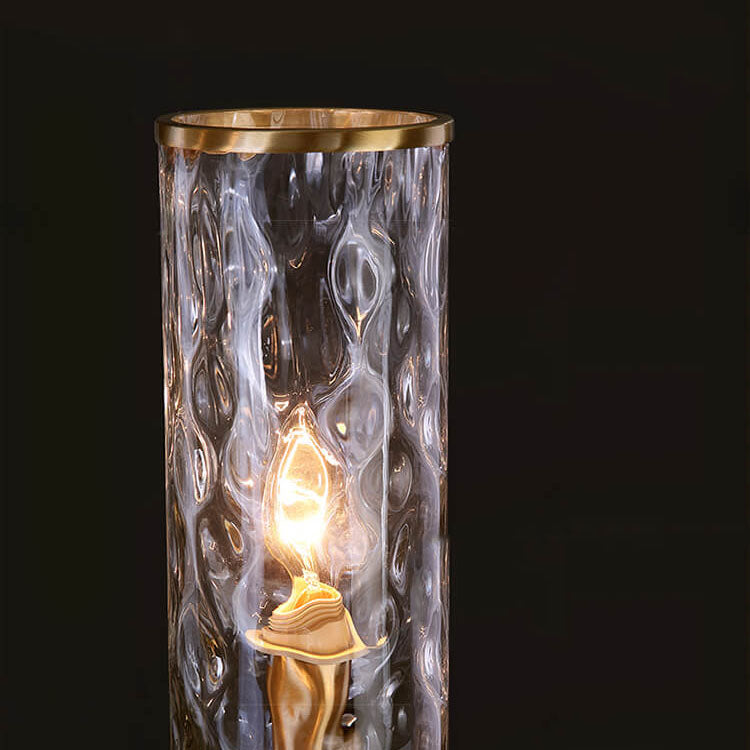 Modern Luxury Textured Glass Column Brass 1-Light Wall Sconce Lamp