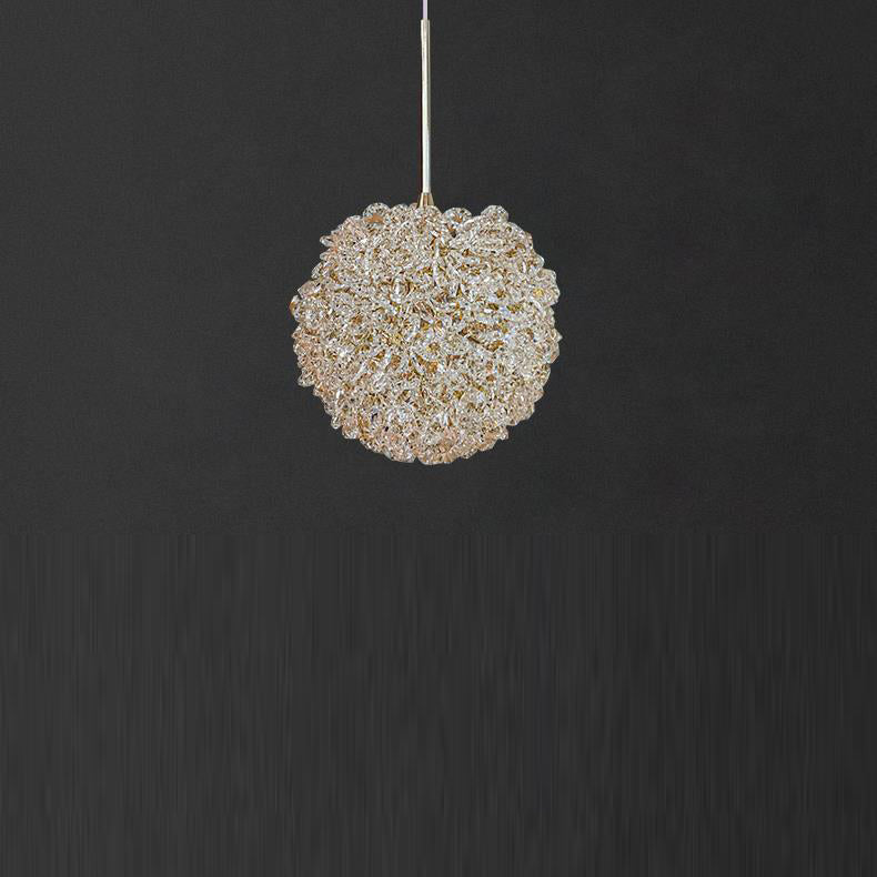 Contemporary Luxury Crystal Lychee Shade Hardware 1-Light Pendant Light For Living Room