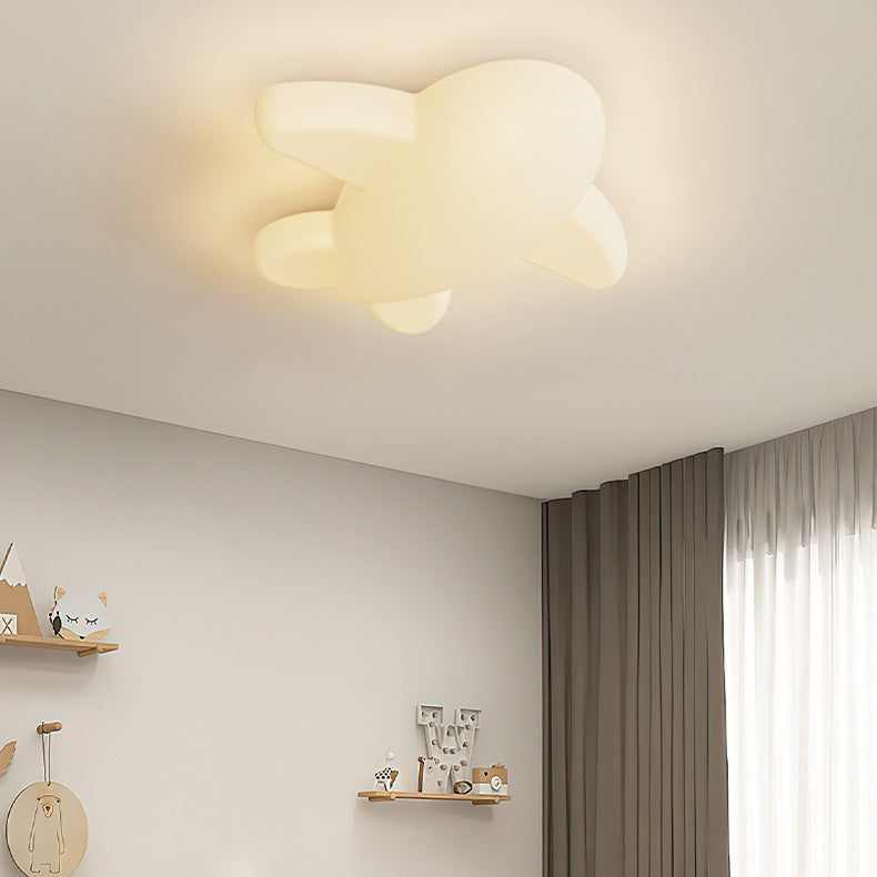 Modern Minimalist Cartoon Airplane Iron Acrylic LED Flush Mount Ceiling Light For Bedroom