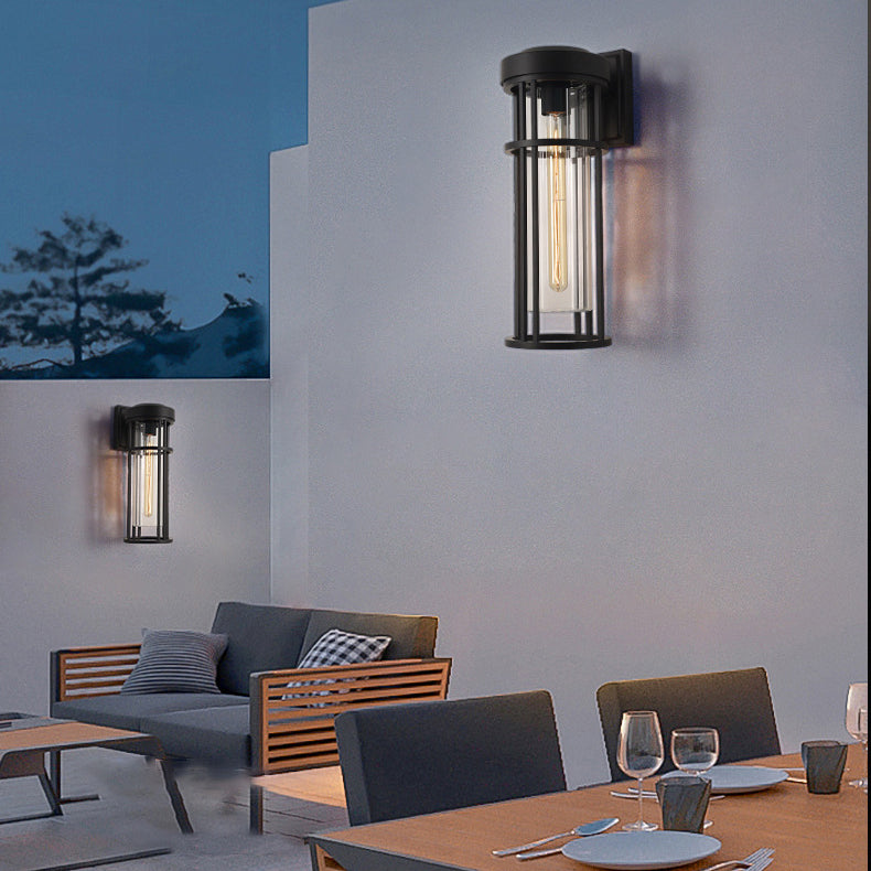 Contemporary Simplicity Aluminum Glass Cylinder 1-Light Outdoor Wall Sconce Lamp For Garden