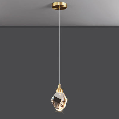 Modern Luxury Sparkling Crystal Stone Iron 1-Light Pendant Light For Living Room