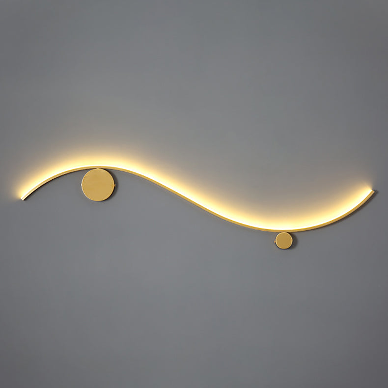 Modern Minimalist Copper Silica Line Wave Circle LED Wall Sconce Lamp For Hallway