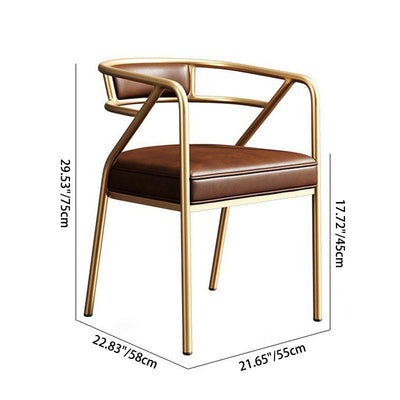 Modern Luxury Ring Full Wrap Leather Linen Electroplated Alloy Dining Chair Backrest Armrest For Dining Room