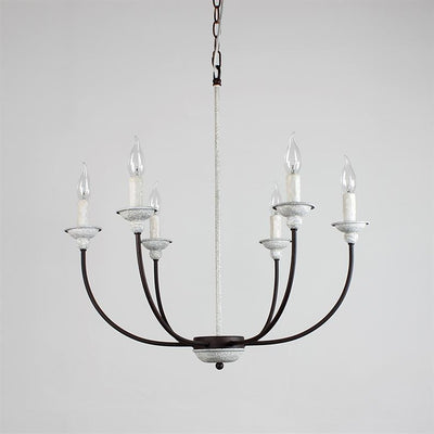 Traditional Rustic Candelabra Iron 6-Light Chandelier For Living Room