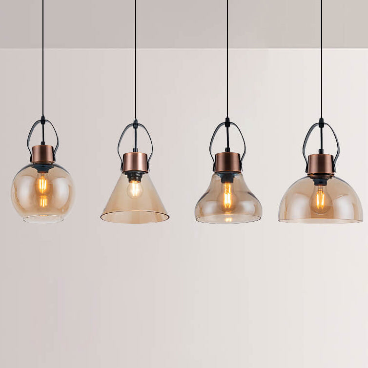 Industrial Minimalist Wrought Iron Glass 1-Light Pendant Light