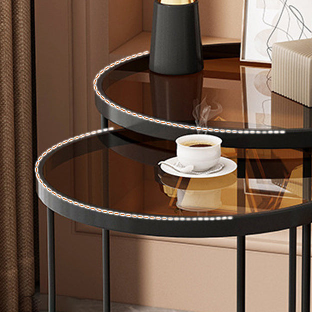 Contemporary Simplicity Round Glass Top Nesting Side Table For Living Room