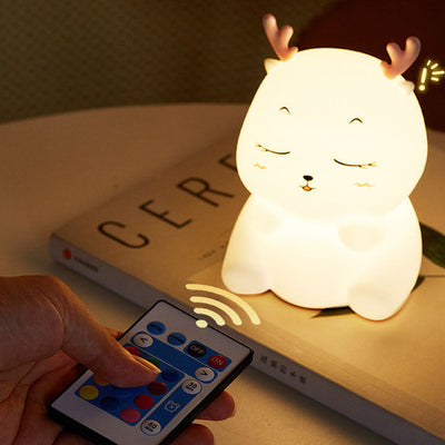 Contemporary Creative Silicone Elk Remote Control LED USB Night Light Table Lamp For Bedroom