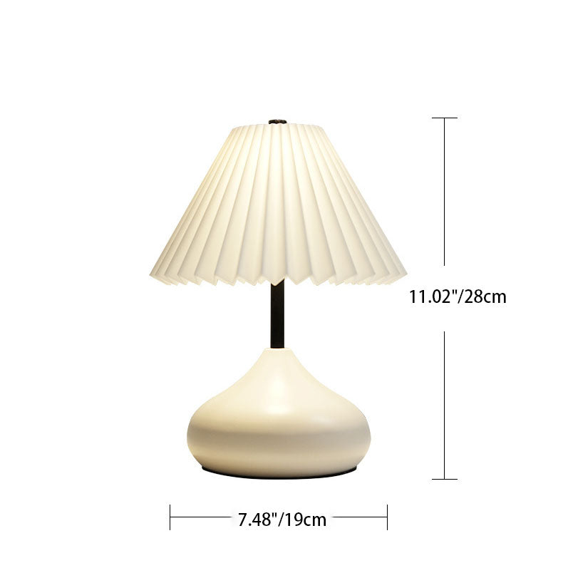 Contemporary Nordic Acrylic Pleated Shade Iron Base LED USB Touch Table Lamp For Bedroom