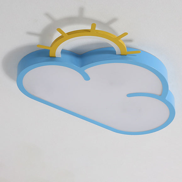 Contemporary Creative Cartoon Cloud Sun Acrylic Shade LED Kids Flush Mount Ceiling Light For Bedroom