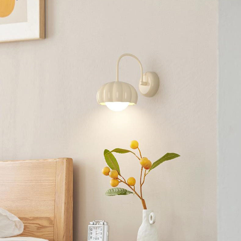 Modern Minimalist Cream Oval Resin PE 1-Light Wall Sconce Lamp For Bedroom