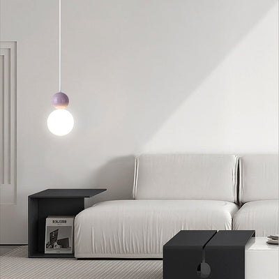 Modern Minimalist Round Ball Hardware Plastic 1-Light Pendant Light For Bedroom