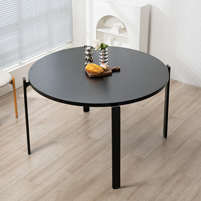 Contemporary Retro Round Wood Poplar Core Panel Dining Table For 2/4 Seats