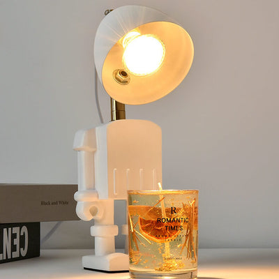 Modern Art Deco Resin Hardware Robot 1-Light Melting Wax Table Lamp For Bedroom