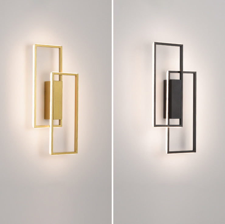 Modern Minimalist Rectangle Line Iron Silicone LED Wall Sconce Lamp For Living Room