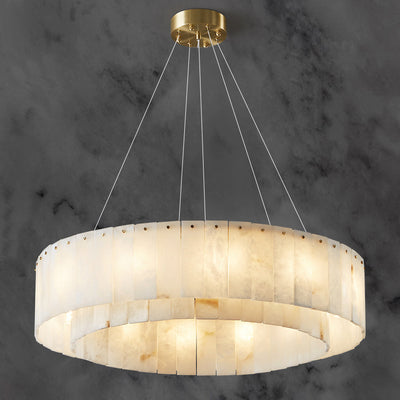 Contemporary Scandinavian Round Copper Stone 8/12/14 Light Chandelier For Living Room